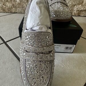 Betsey Johnson Silver Loafers